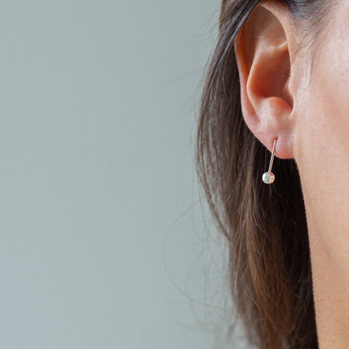 Geometric Ball Sterling Silver Stud Drop Earrings