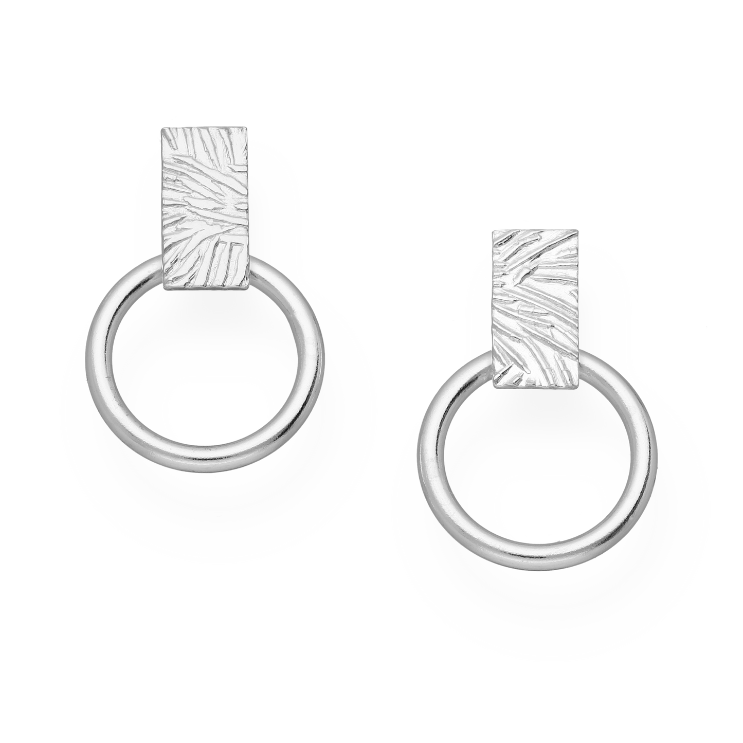 Contrasting Chunky Textured Sterling Silver Stud Earrings