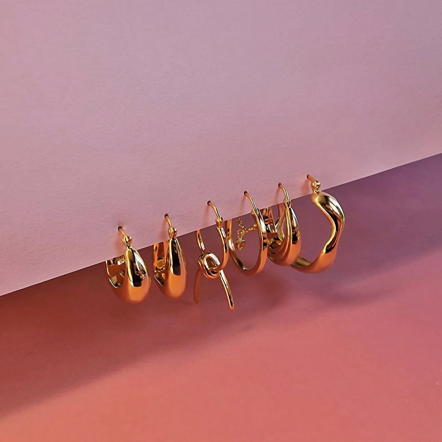 Gold Drop Saddle Hoop Earrings