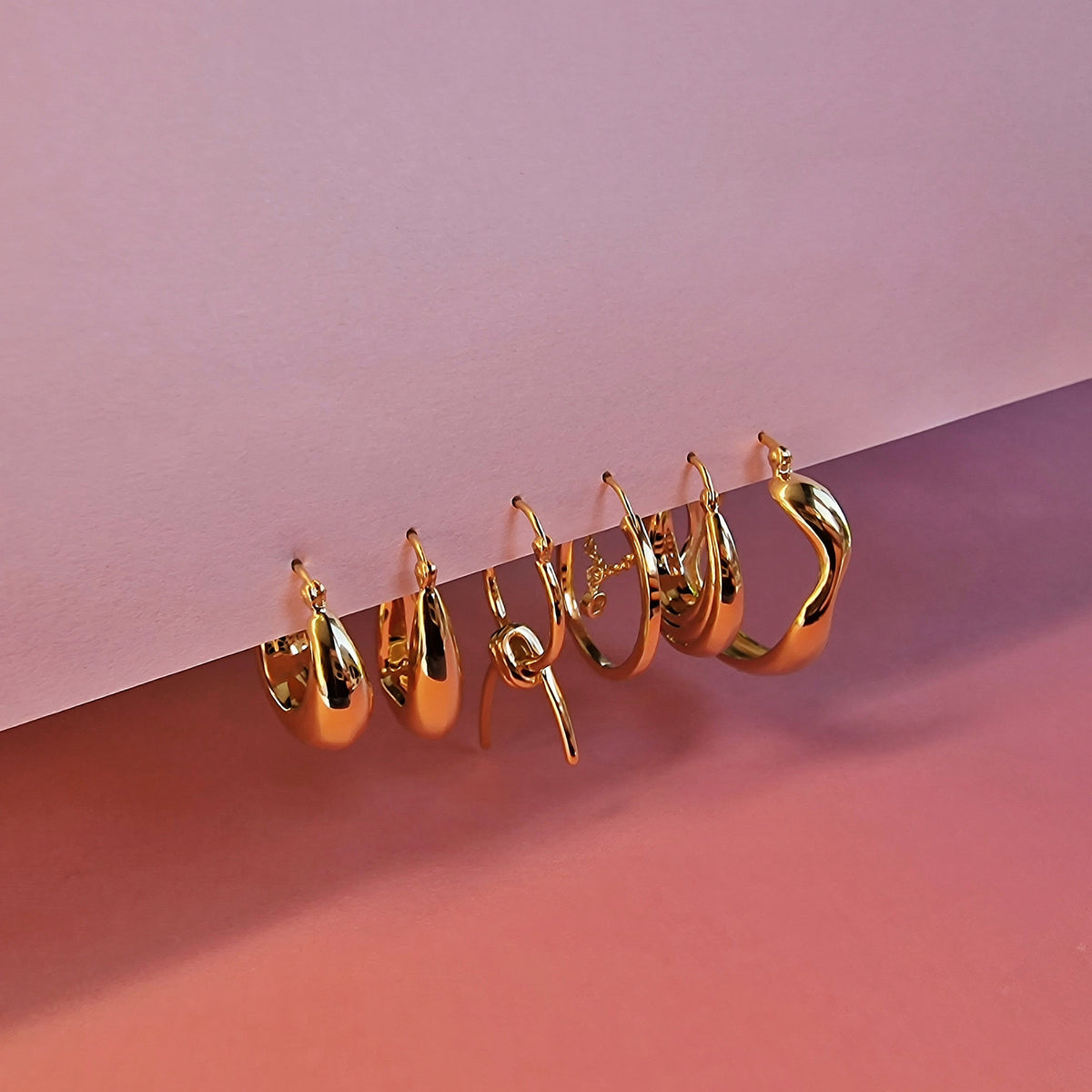 Gold Drop Saddle Hoop Earrings