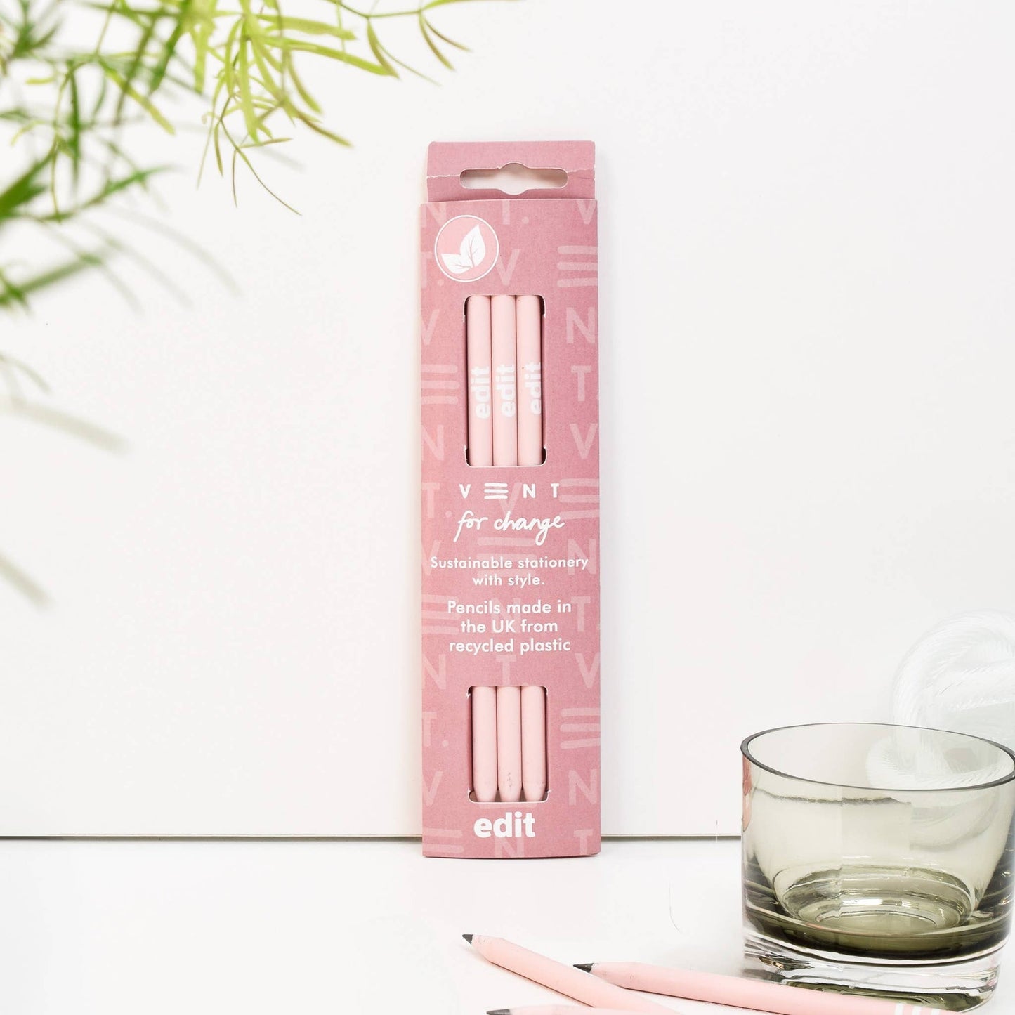 Pencils Pack of 3 recycled - EDIT Powder Pink