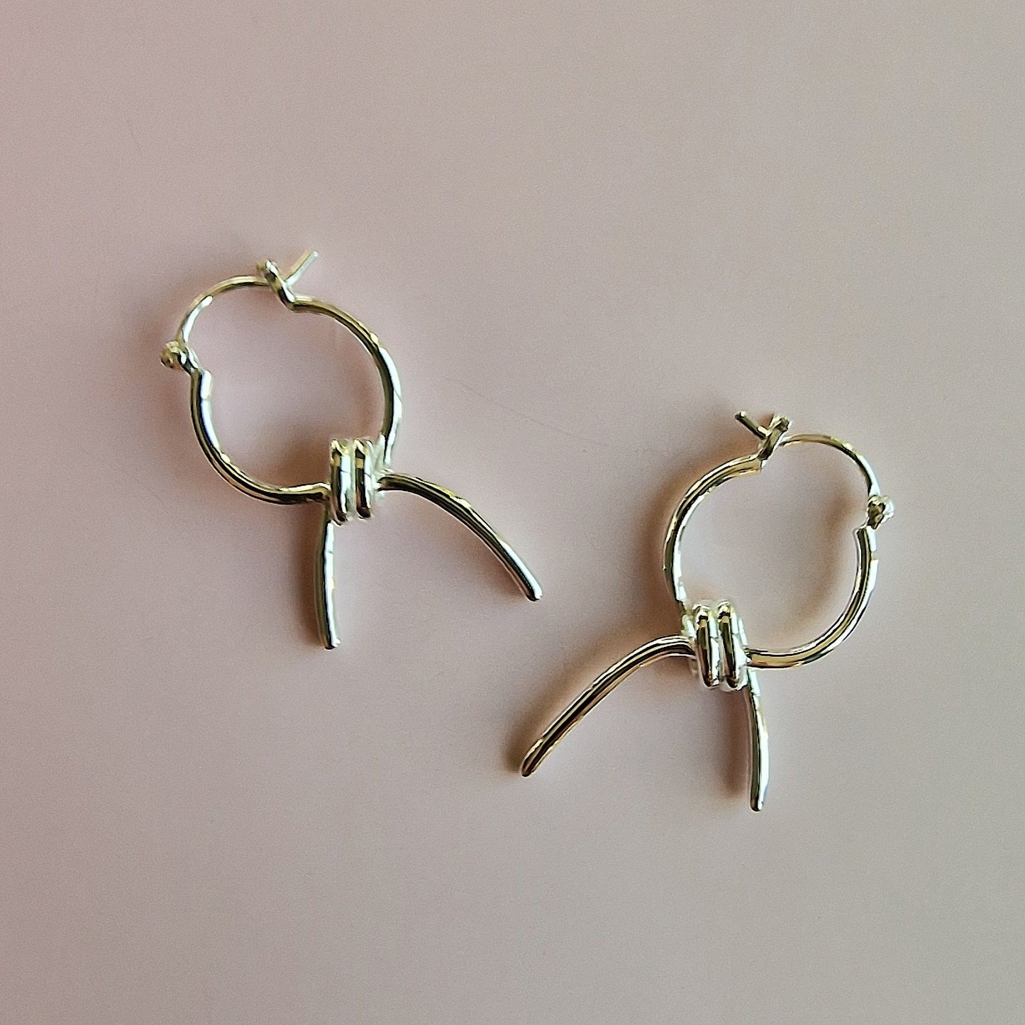 Silver Barbed Wire Hoop Earrings