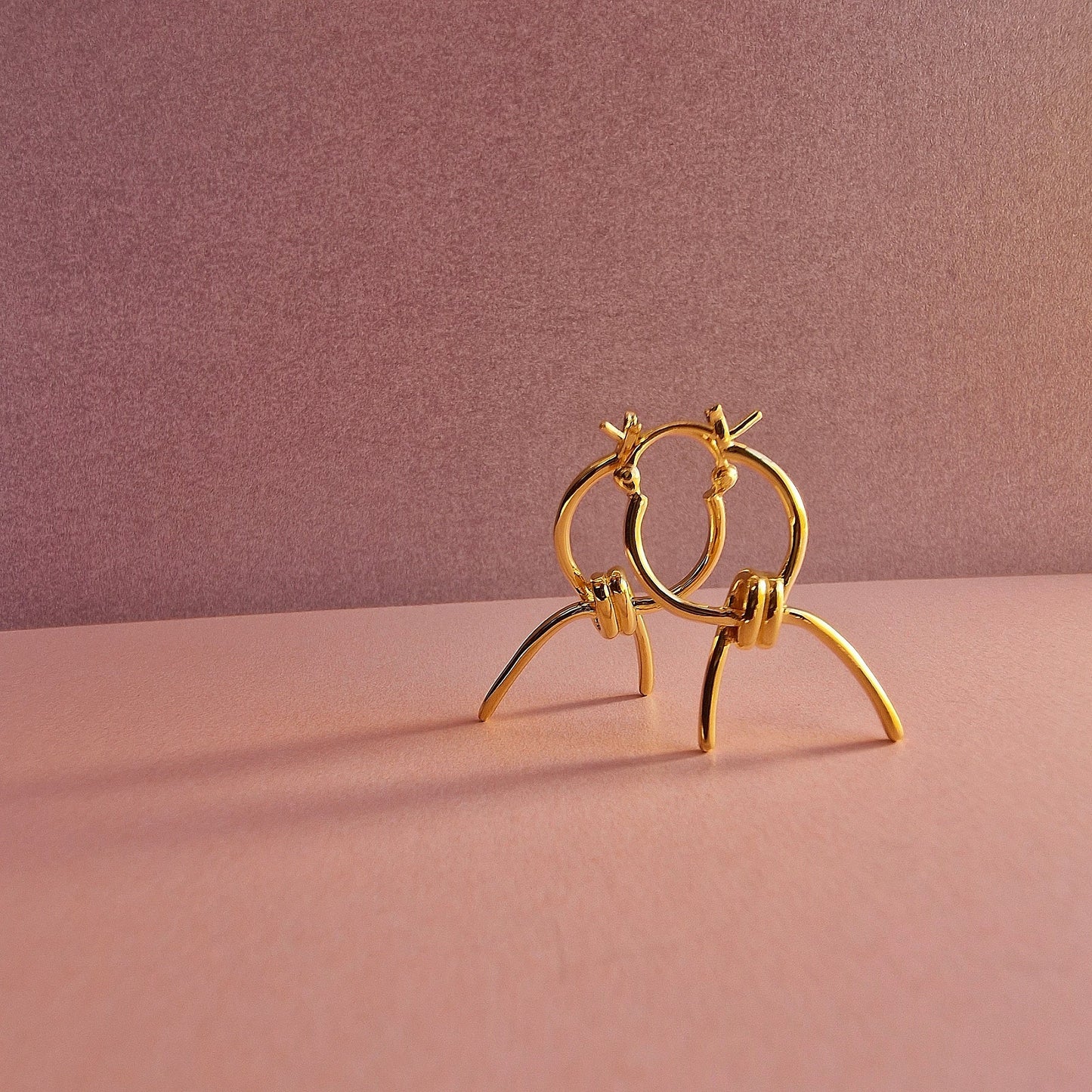 Gold Barbed Wire Hoop Earrings