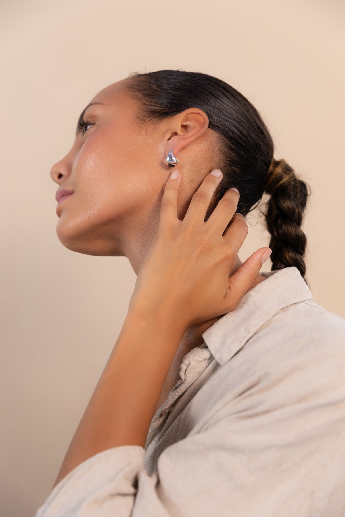 Bold Sol Hoop Earrings with Black Onyx in Silver