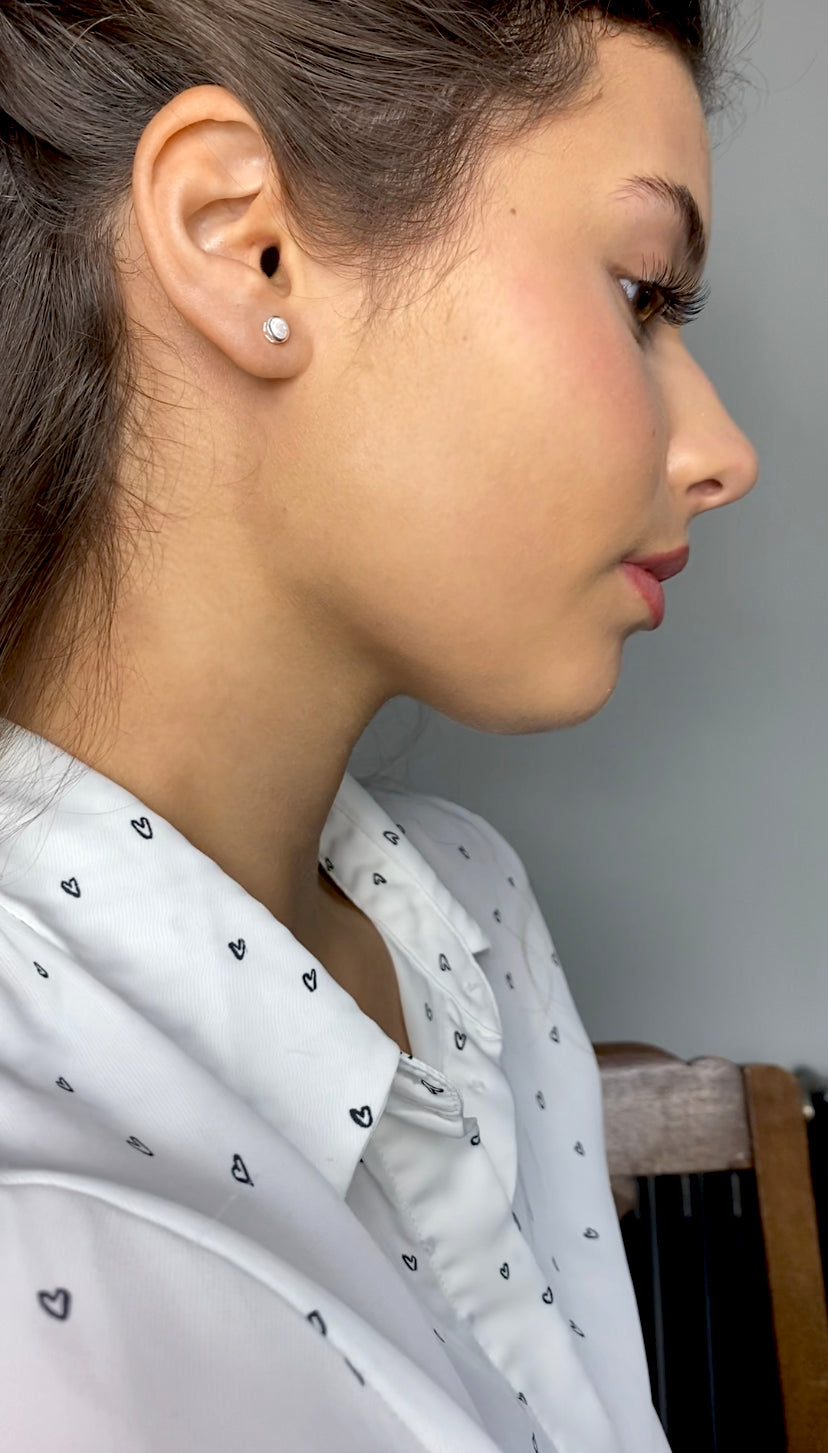 Opalite Round Silver Stud Earrings