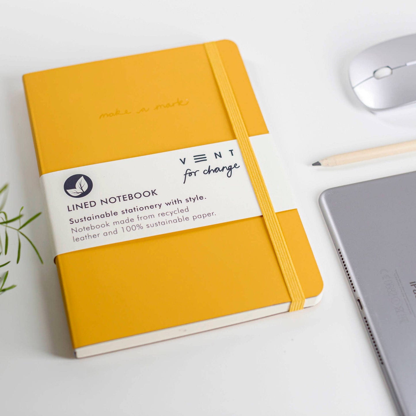 Notebook A5 Recycled Leather Lined Paper - Yellow