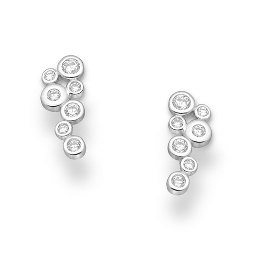 Silver Bubbles with Cubic Zirconia Stud Earrings