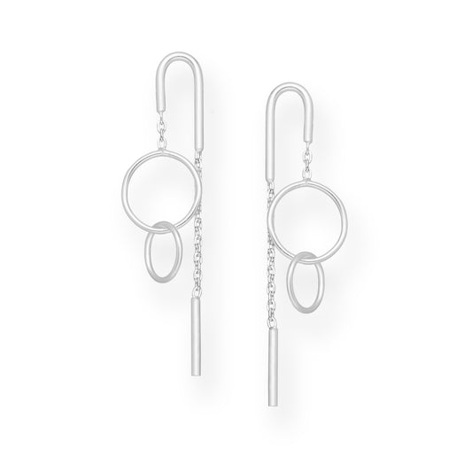 The Modernist Asymmetrical Sterling Silver Drop Threader Earrings