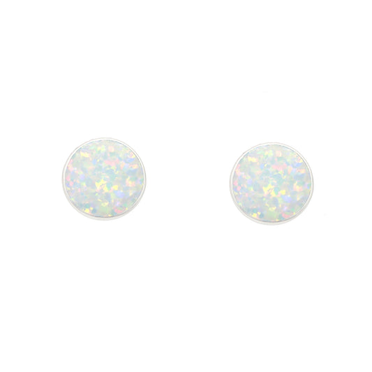 Opalite Round Silver Stud Earrings