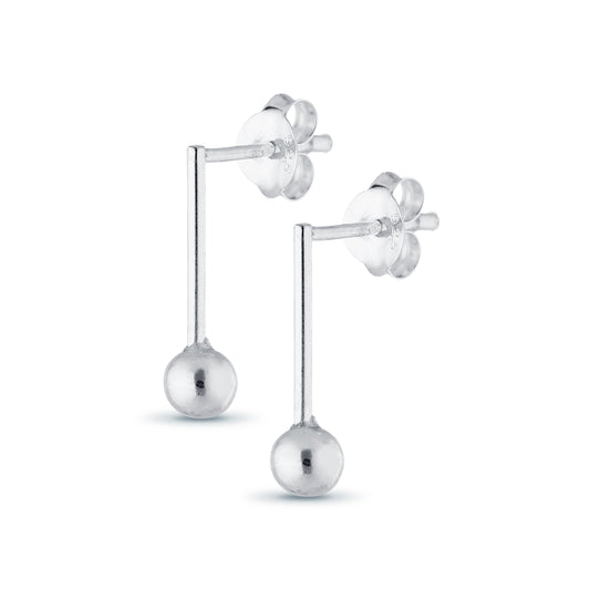 Geometric Ball Sterling Silver Stud Drop Earrings