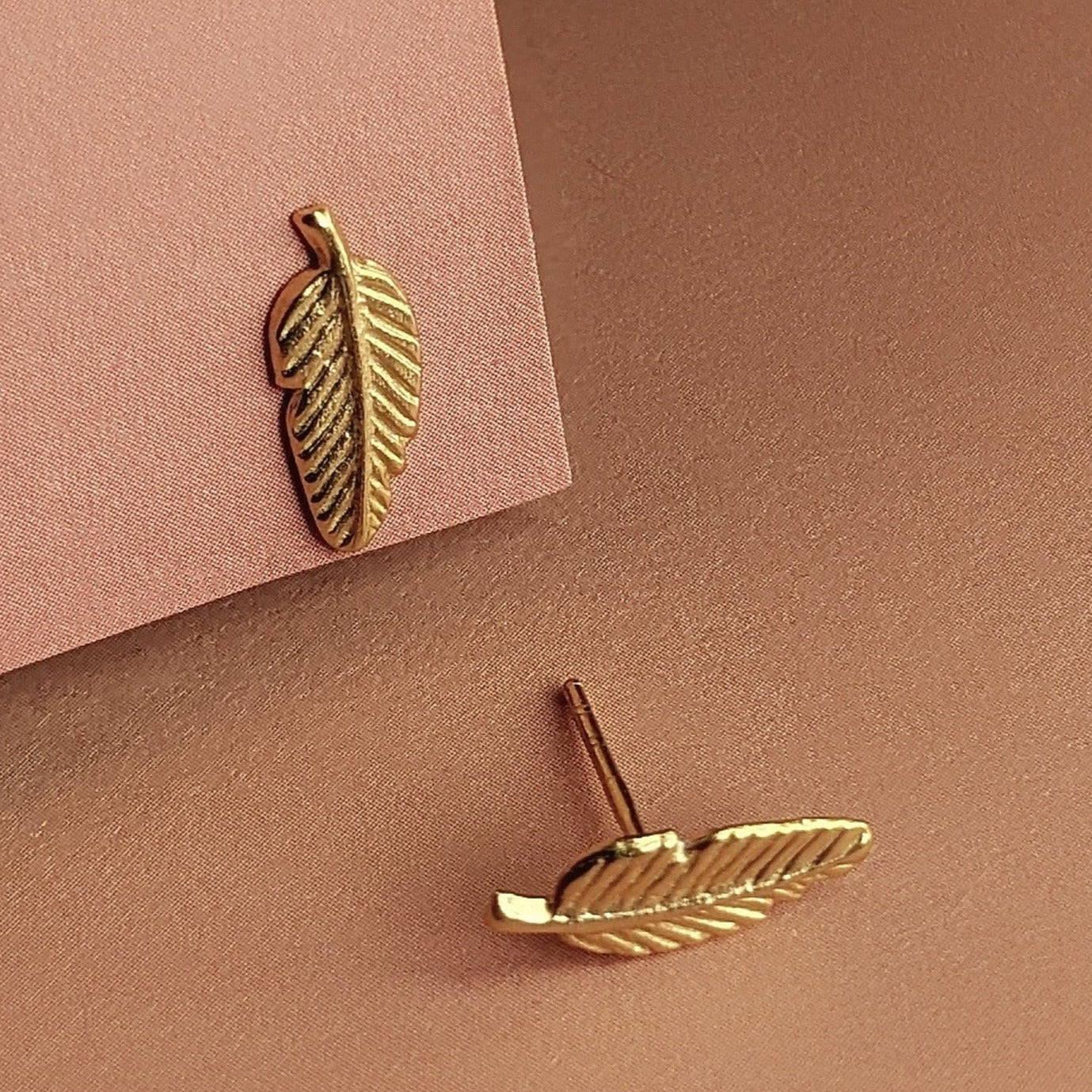 Gold Leaf Stud Earrings