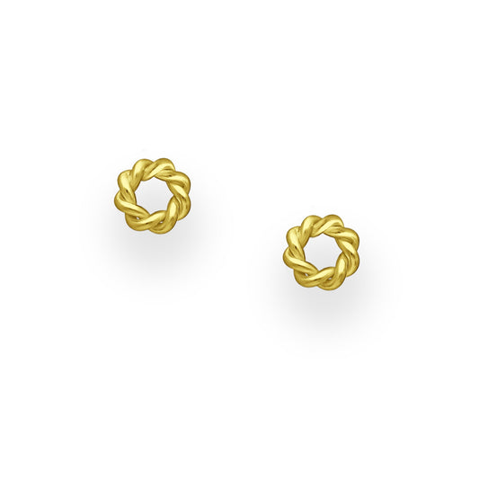 Vintage Small Circle Stacker Gold Stud Earrings