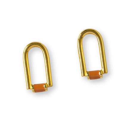 Contemporary Arch Gold Enamel Stud Earrings