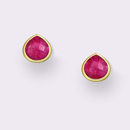 Tear Drop Lapis Stud Earrings Gold