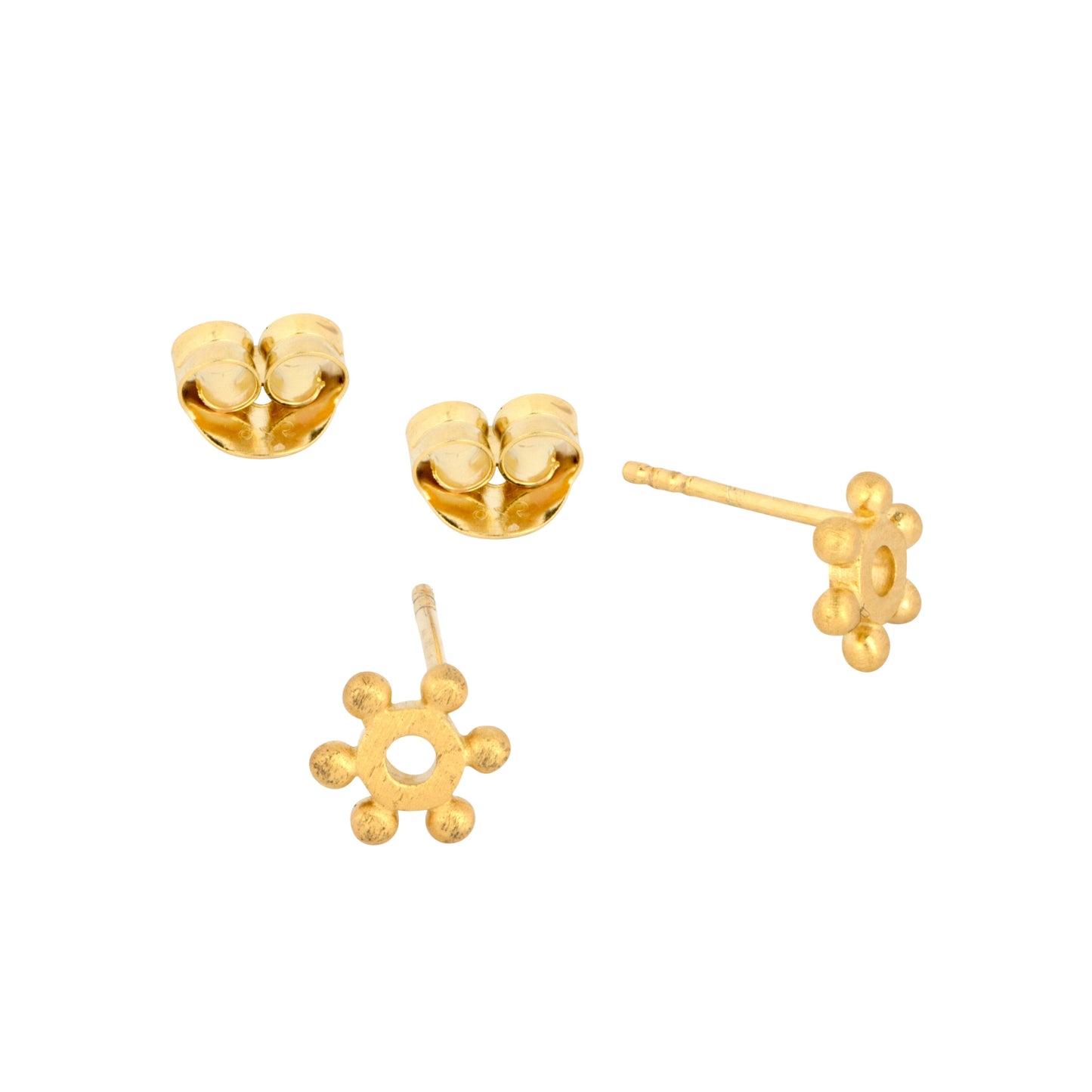 Matt Finish Aztec Sun Gold Stud Earrings