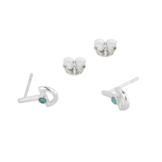 Blue Chalcedony Boat Sterling Silver Stud Earrings