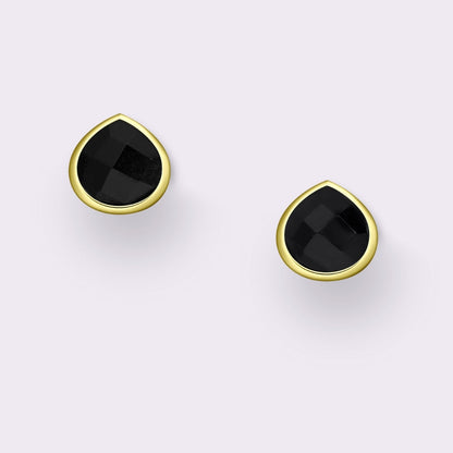 Tear Drop Lapis Stud Earrings Gold