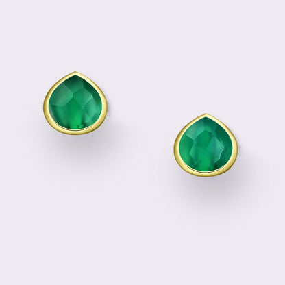 Tear Drop Lapis Stud Earrings Gold