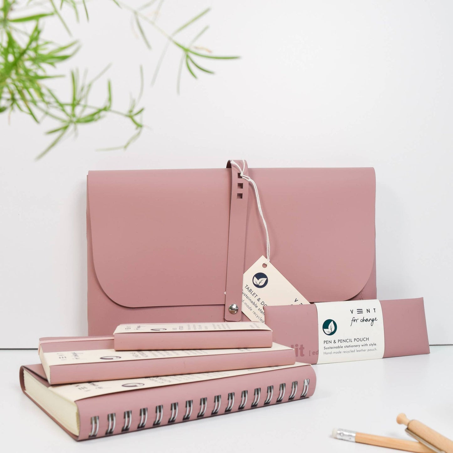 Recycled leather A4 document/tablet wallet-EDIT Powder Pink