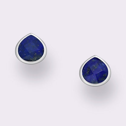 Tear Drop Stone Stud Earrings Sterling Silver