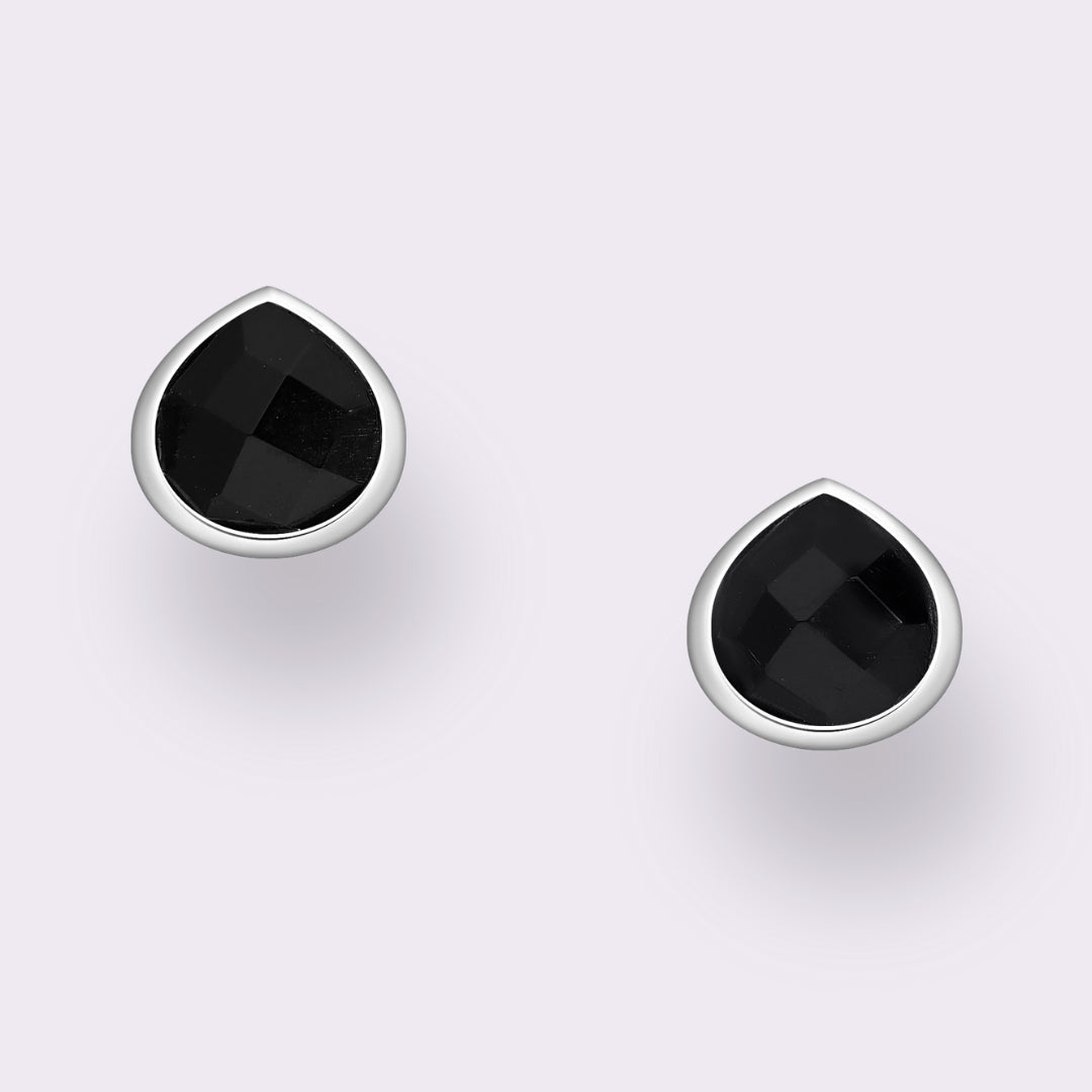 Tear Drop Stone Stud Earrings Sterling Silver