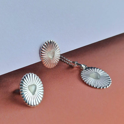 Silver Celeste Moonstone Heart Studs