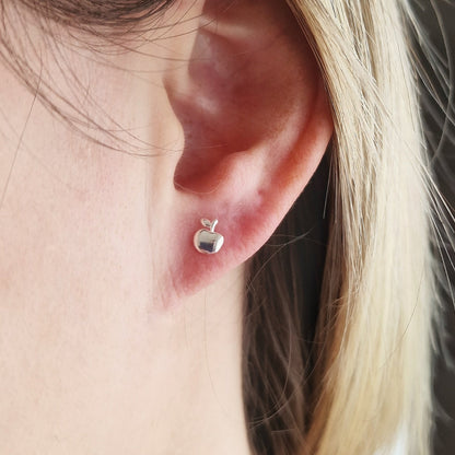 Petite Apple Sterling Silver Stud Earrings