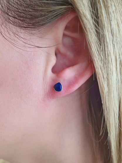 Tear Drop Stone Stud Earrings Sterling Silver