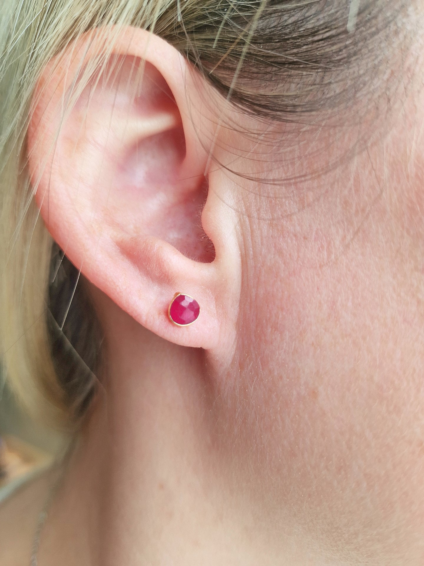 Tear Drop Lapis Stud Earrings Gold