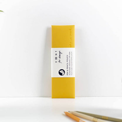 Pen / Pencil Pouch Recycled Leather - Yellow