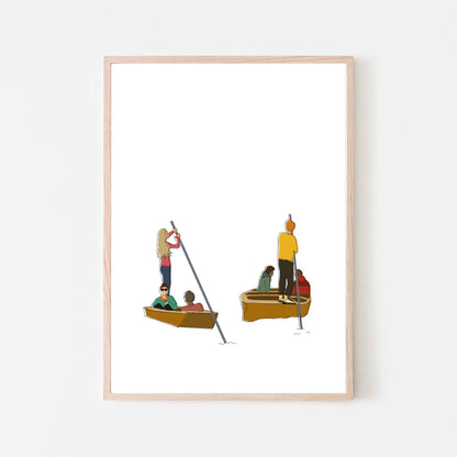 Cambridge England UK Art Print “Cambridge Punters”: A3
