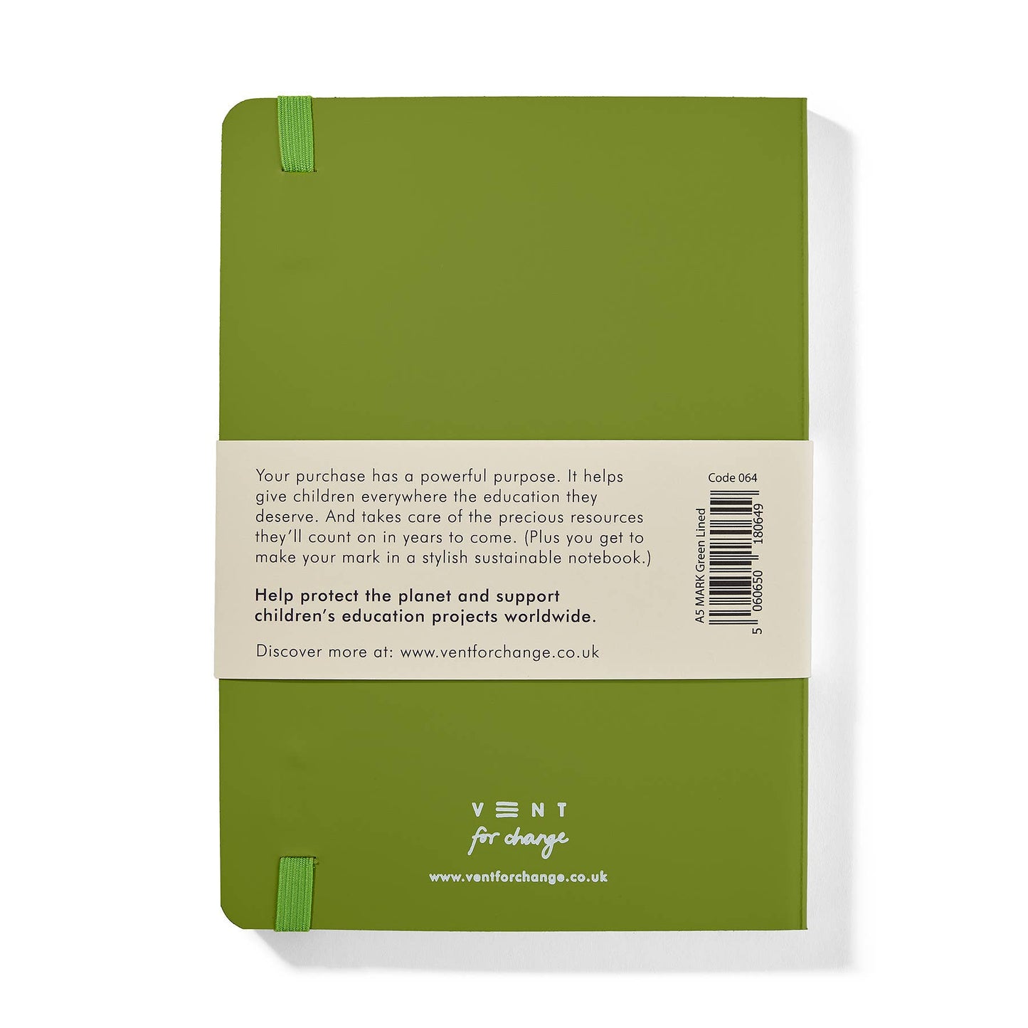 Notebook A5 Recycled Leather Lined Paper - Green