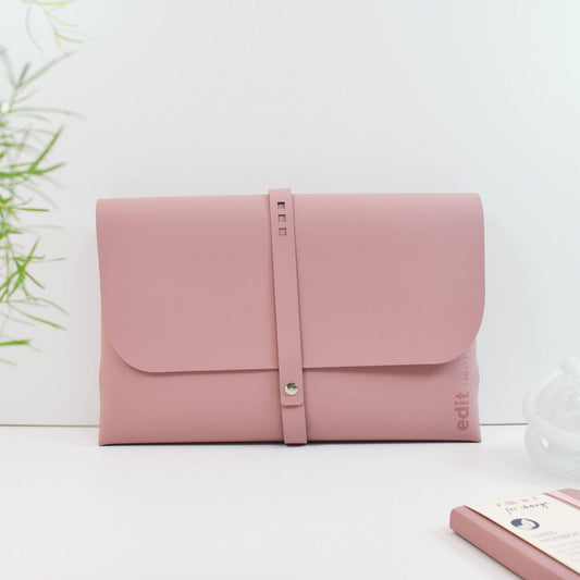 Recycled leather A4 document/tablet wallet-EDIT Powder Pink