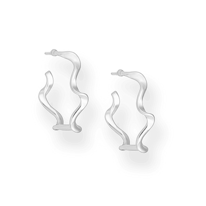 Silver Wavey Stud Hoops