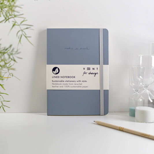 Notebook A5 Recycled Leather Lined Paper - Dusty Blue