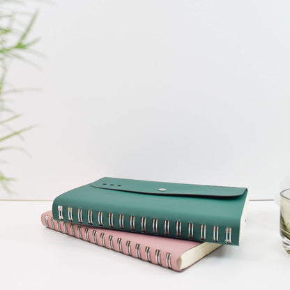 A5 recycled leather wire-bound folio - EDIT powder pink