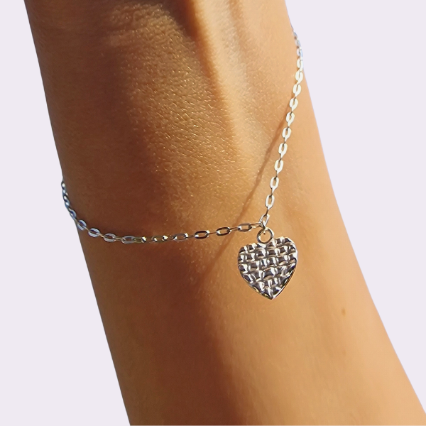 Textured Sterling Silver Heart Bracelet