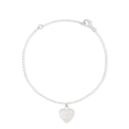 Textured Sterling Silver Heart Bracelet