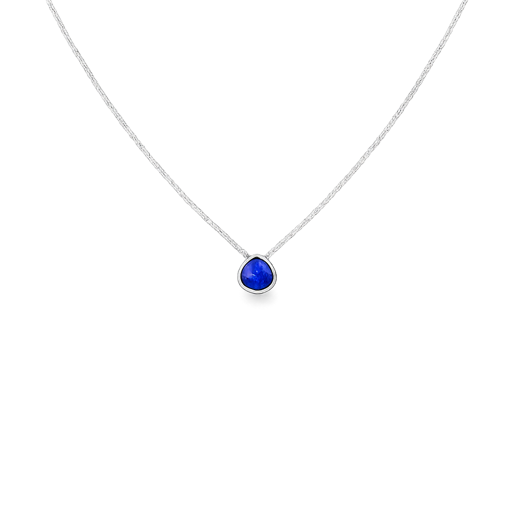 Lapis Lazuli Tear Drop Stone Adjustable Necklace Sterling Silver