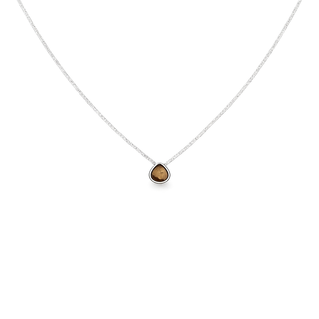 Tiger's Eye Tear Drop Stone Adjustable Necklace Sterling Silver