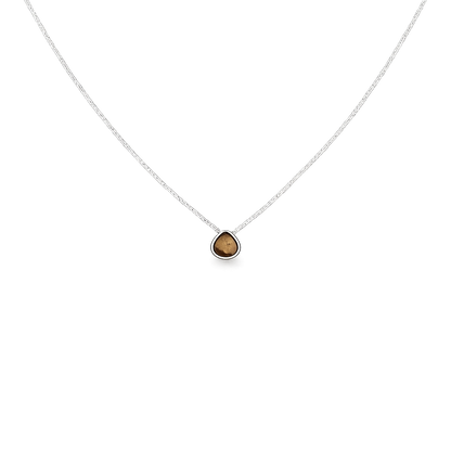 Tiger's Eye Tear Drop Stone Adjustable Necklace Sterling Silver
