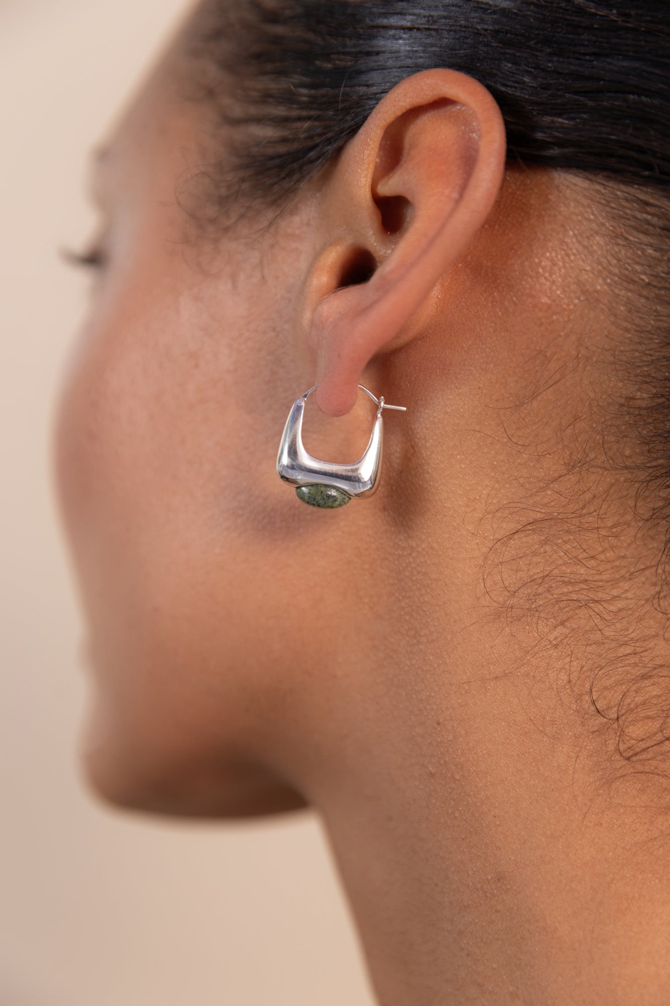 Aurora Hoops Zebra Jasper Silver