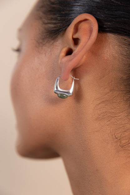 Aurora Hoops Zebra Jasper Silver