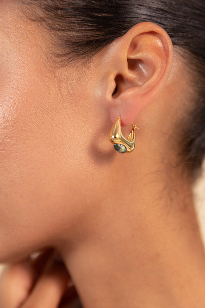 Aurora Hoops Zebra Jasper Gold