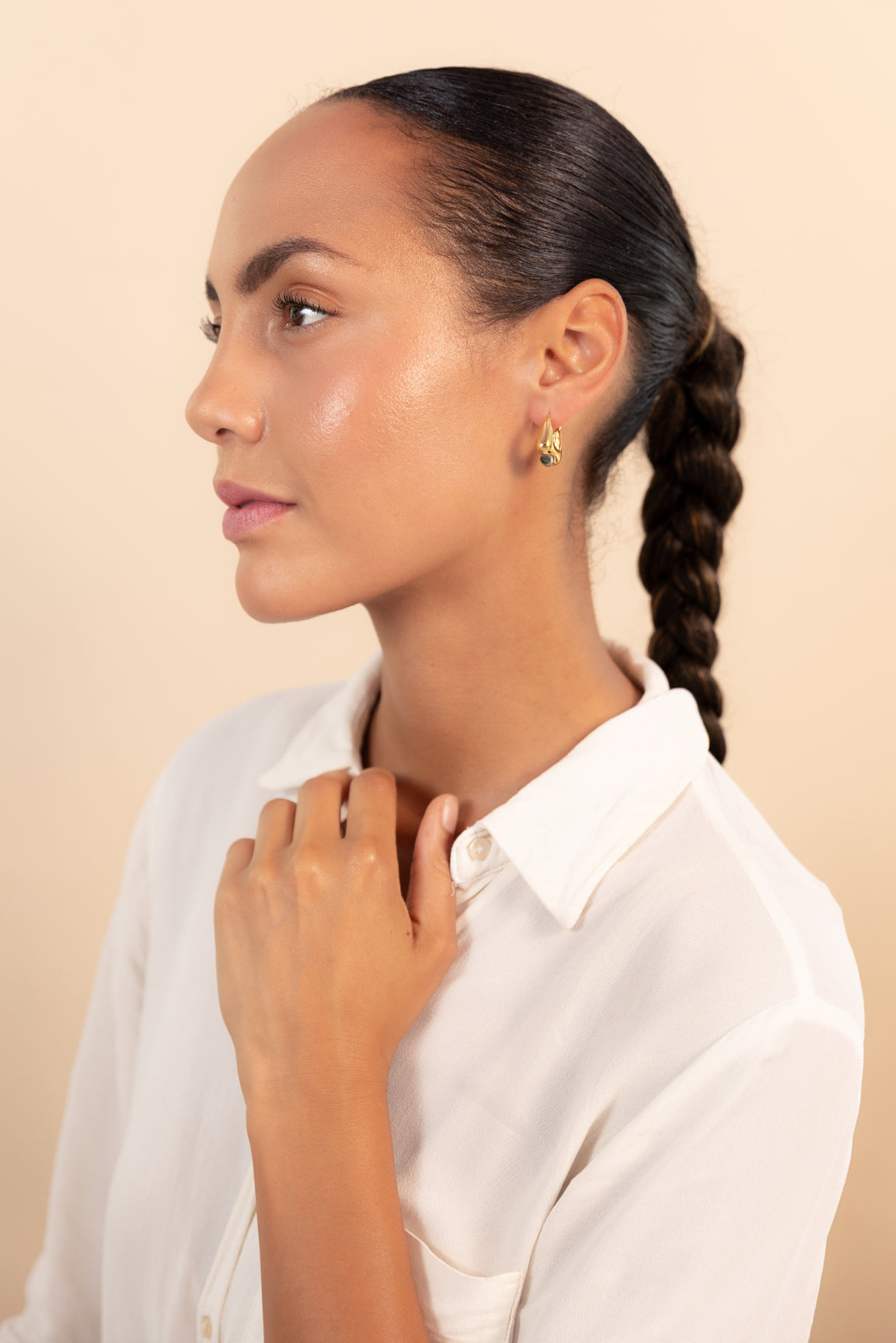 Aurora Hoops Zebra Jasper Gold