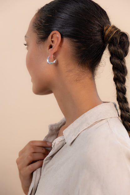 Celeste Crescent Aventurine Hoop Silver