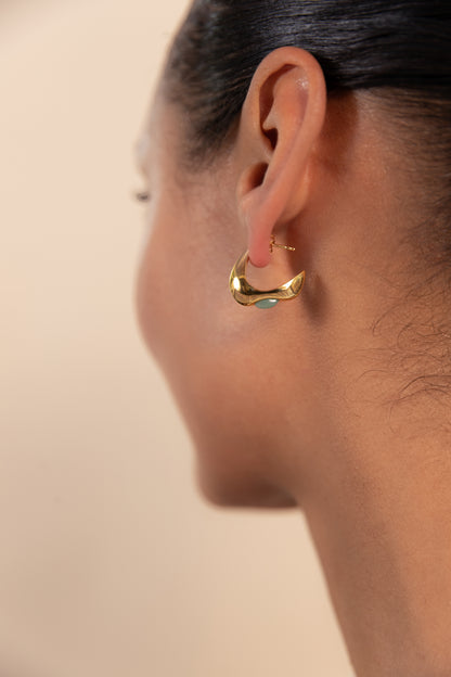 Celeste Crescent Aventurine Hoop Gold