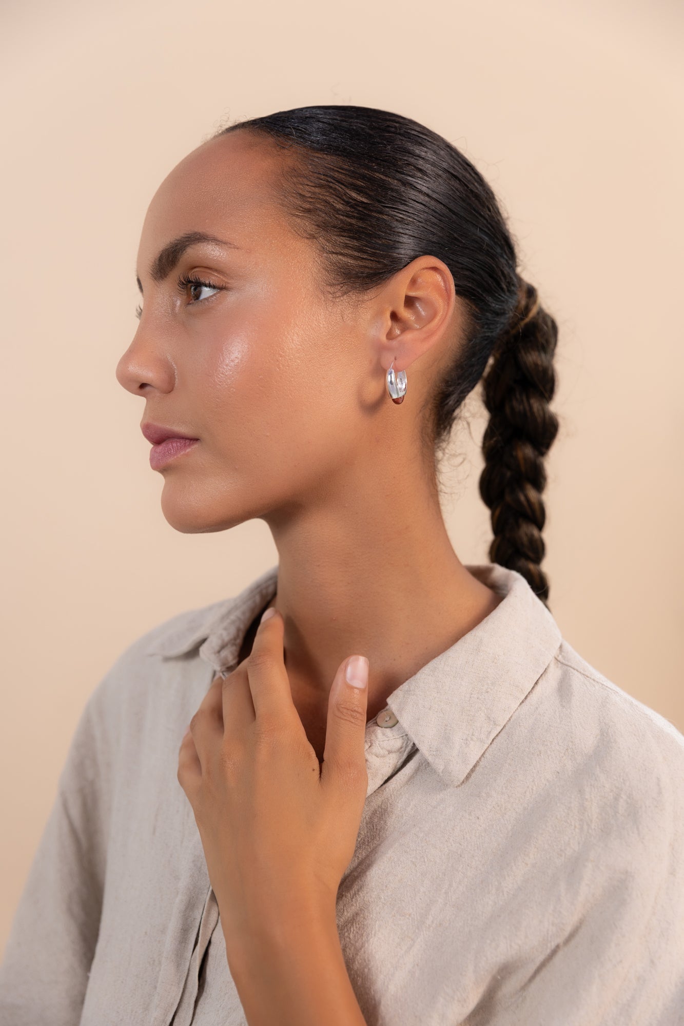 Ember Hoops Silver Earrings with Red Jasper Stone