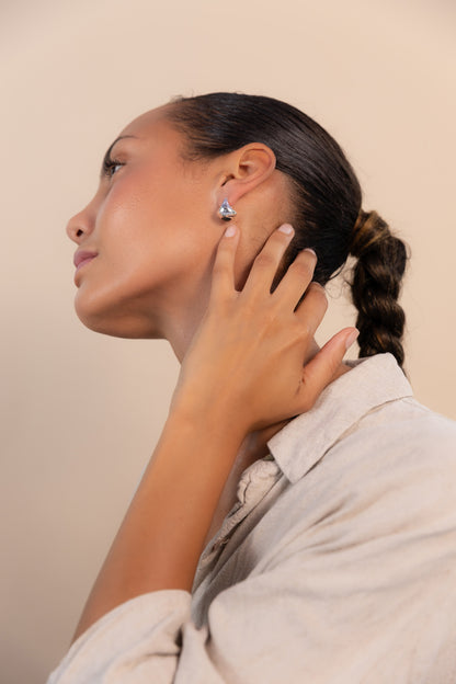 Bold Sol Hoop Earrings with Black Onyx in Silver