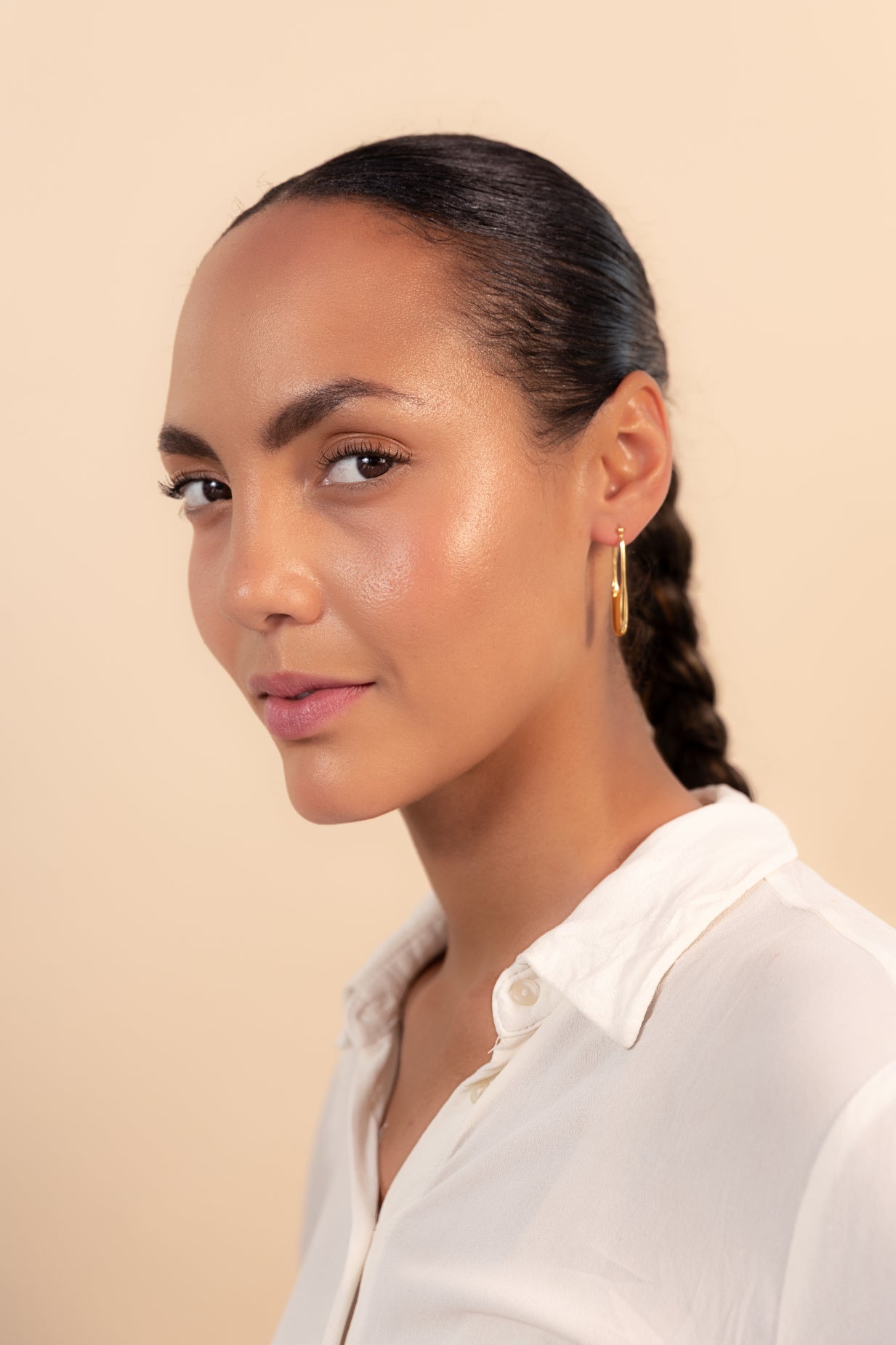 Streamline Long Hoops Minimalist Gold Earrings